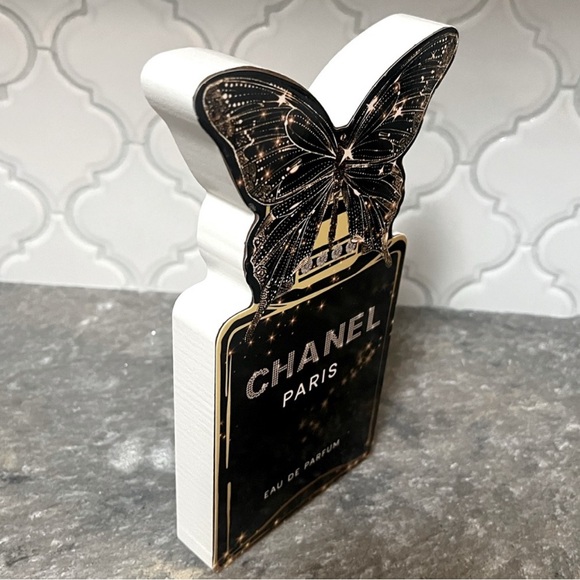 Chanel Black and Gold Butterfly Wooden Tabletop Display - Picture 2 of 2